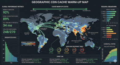 CDN Cache Warm Map CDN cache warm map with regional request distribution