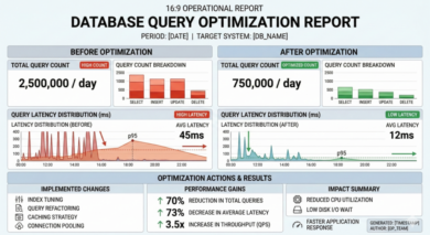 Query Optimization Report Database query optimization report with before and after metrics